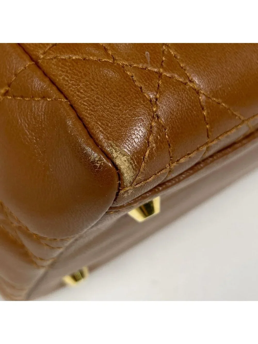 Dior Handbag Lady Cannage 2-Way Leather Brown